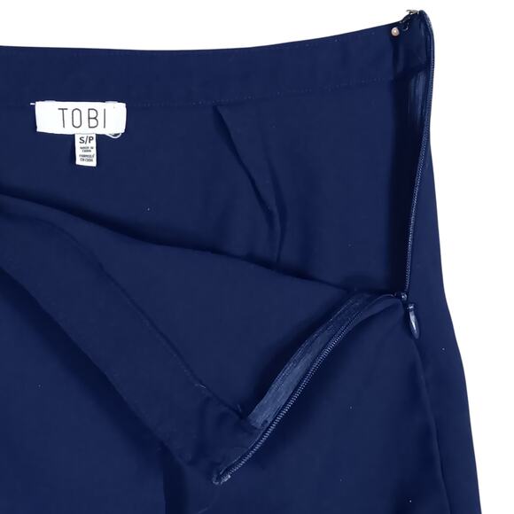 TOBI Asymmetrical Skirt Size Small Navy Blue Side Zipper Closure No Pockets - Picture 8 of 11